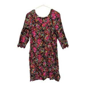 Handmade Vintage-Inspired Retro Floral Multicolor Midi Dress/Tunic Small